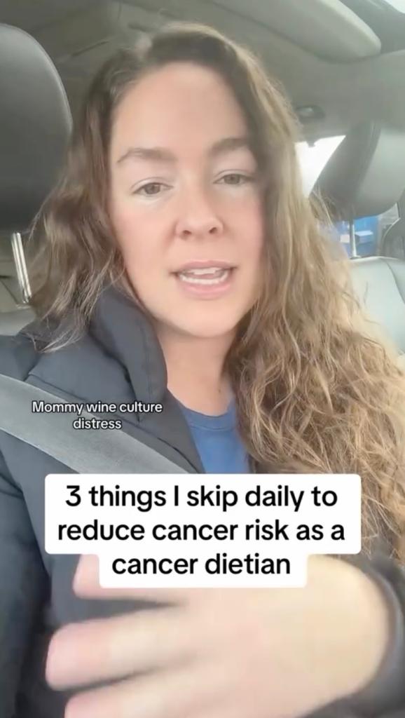 Oncology dietitian Nichole Andrews (pictured here on TikTok) reveals three activities she avoids because she's worried they will raise her cancer risk.