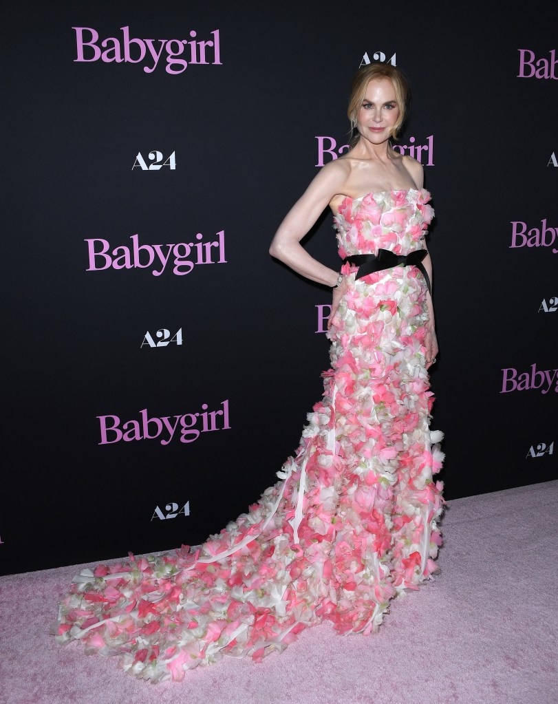 Nicole Kidman arrives at the Los Angeles Premiere Of A24's "Babygirl" at DGA Theater Complex on December 11, 2024 in Los Angeles, California.