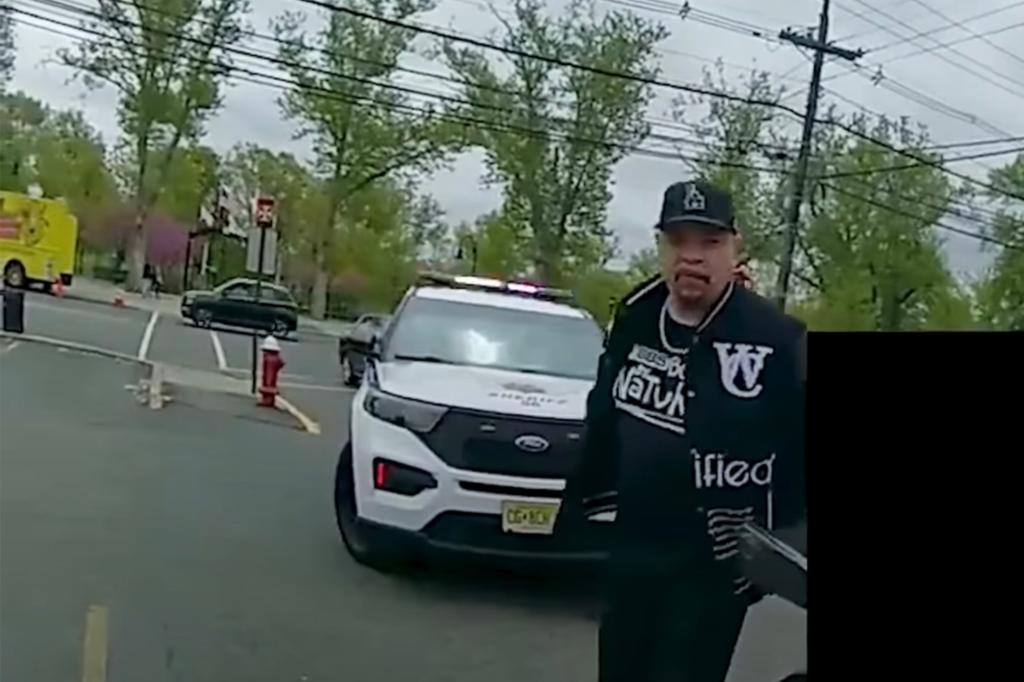 At one point, Ice-T got out of his car and approached the officer.