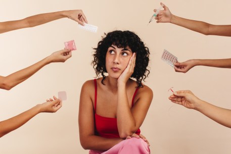 An estimated 250 million women worldwide are believed to use some form of hormonal contraception. Here, a woman is offered a variety of contraceptives.