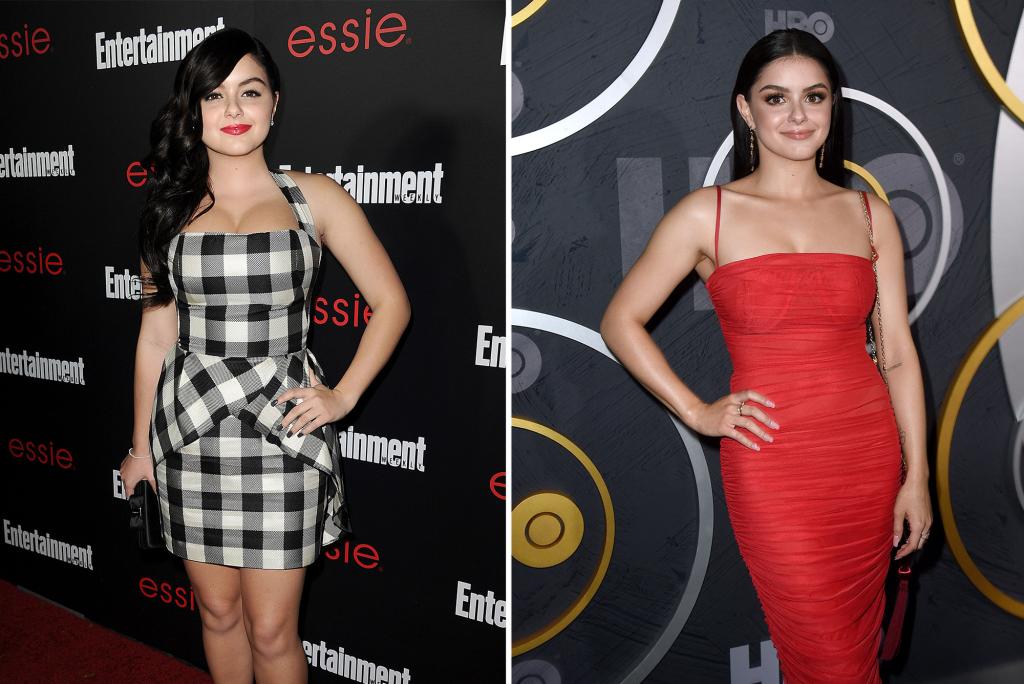 Ariel Winter in 2014 (L) and in 2019