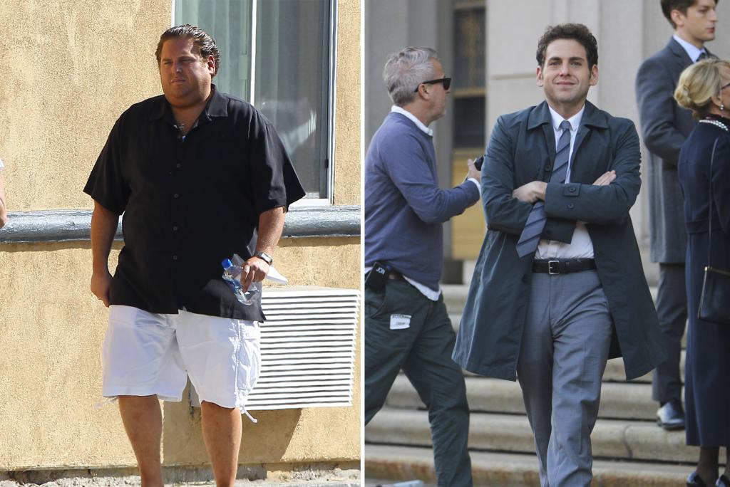 Jonah Hill in 2015 (L) and in 2017