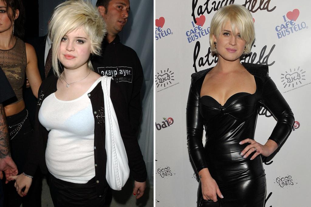 Kelly Osbourne in 2003 (L) and in 2010