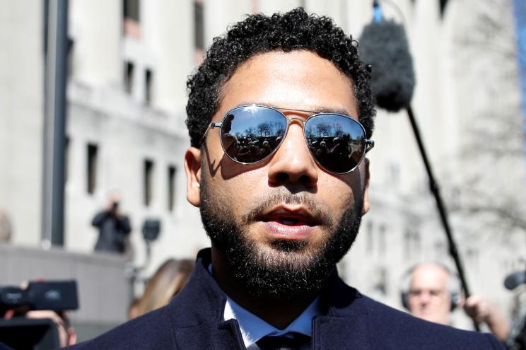 Jussie Smollett leaves court after charges against him were dropped by state prosecutors in Chicago, Illinois in 2019.