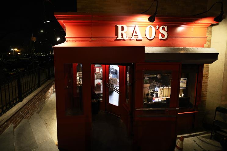 NEW YORK, NEW YORK - DECEMBER 11: Rao's restaurant in East Harlem is seen on December 11, 2020 in New York City. Rao's, NYC’s oldest restaurants and the city’s hardest-to-book reservation, is offering takeout for the first time in the restaurants 124 year history. Gov. Andrew M. Cuomo announced today that indoor dining will shutdown on Monday due to rising numbers of coronavirus (COVID-19) positive cases. (Photo by Michael M. Santiago/Getty Images)