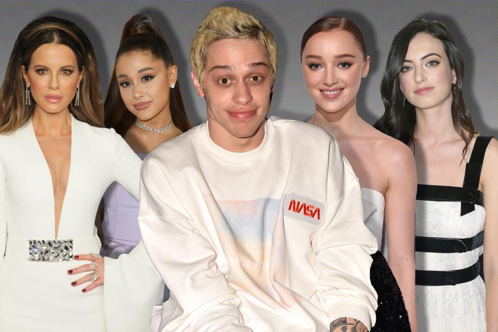 Pete Davidson has a long list of lovers including Kate Beckinsale, Ariana Grande, Phoebe Dynevor, and Cazzie David.