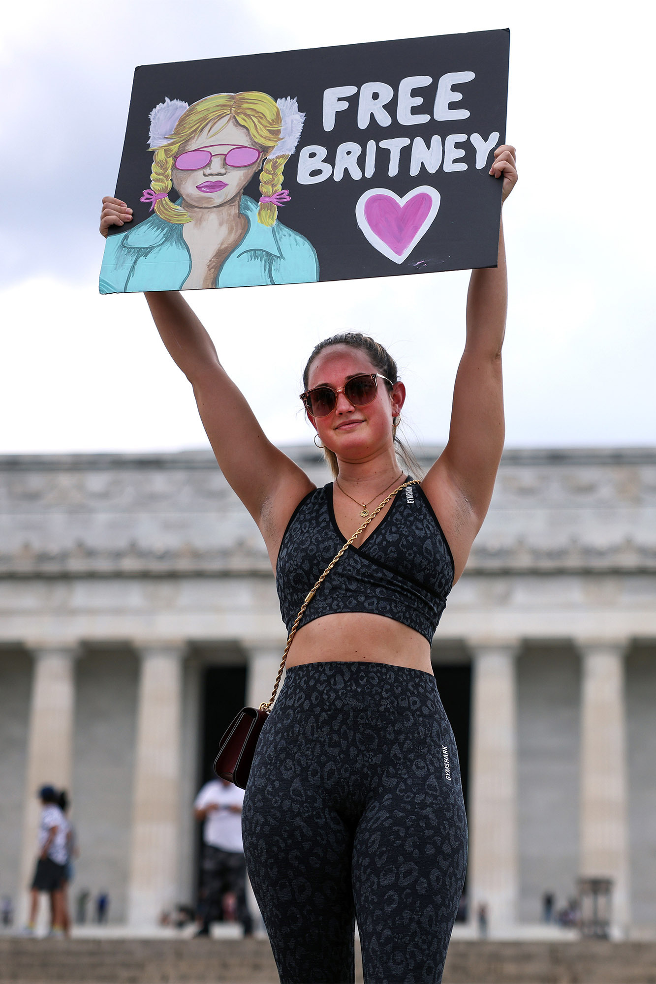 A Britney Spears fan protesting the conservatorship at a rally in Washington D.C.