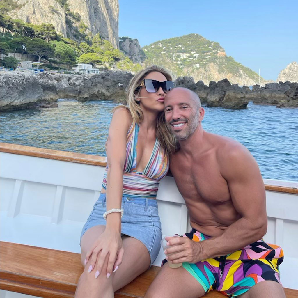 Chrishell Stause and Jason Oppenheim on a boat