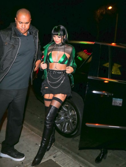 Kendall Jenner dressed in a Buttercup costume stepping out of a car for Halloween 2017