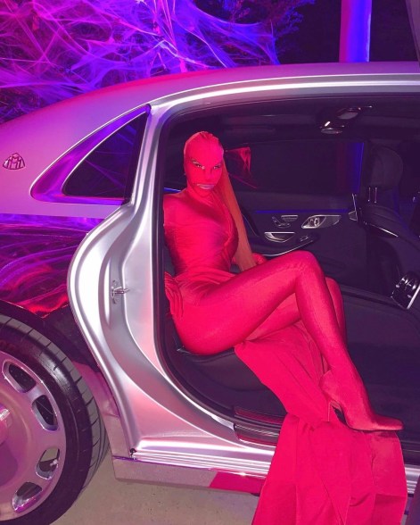 Kim Kardashian in an all-red Balenciaga Halloween costume