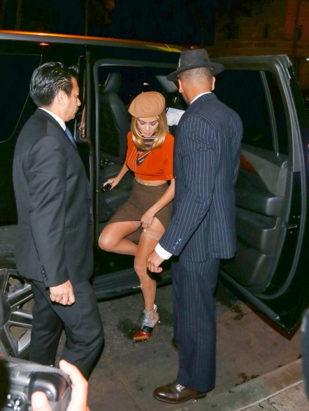 Kourtney Kardashian and Younes Bendjima getting out of a car on Halloween 2017