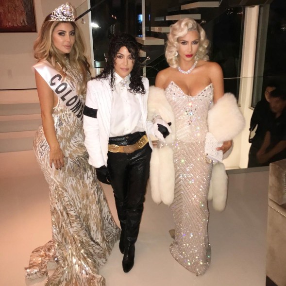 Kourtney and Kim Kardashian dressed as Michael Jackson and Madonna on Halloween 2017