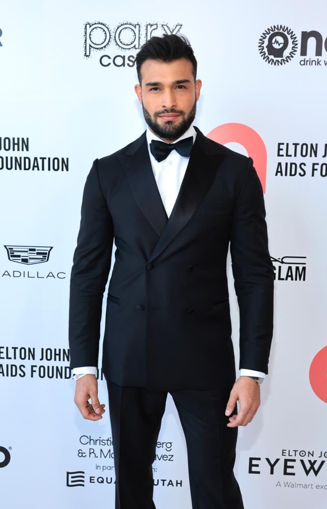 Sam Asghari at the red carpet at the Elton John AIDS Foundation party.