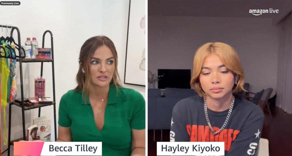 Becca Tilley and Hayley Kiyoko talking on Amazon Live.