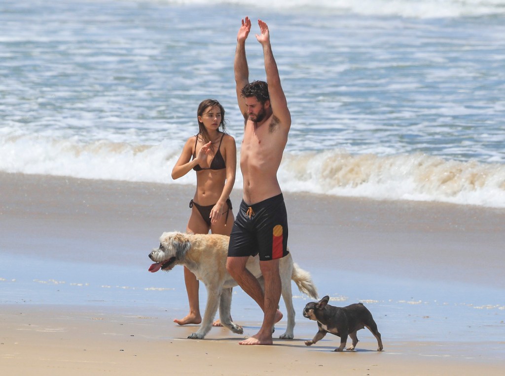 Gabriella Brooks, Liam Hemsworth and two dogs