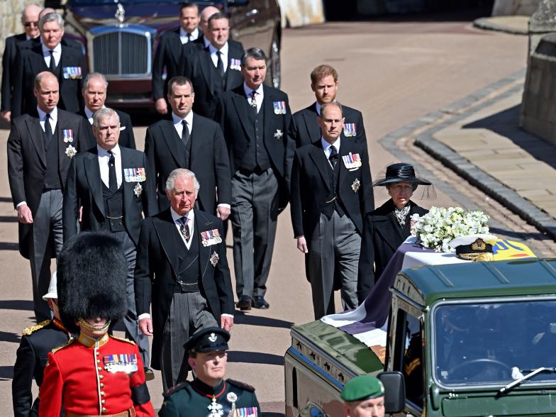 royal family marching in funeral procession