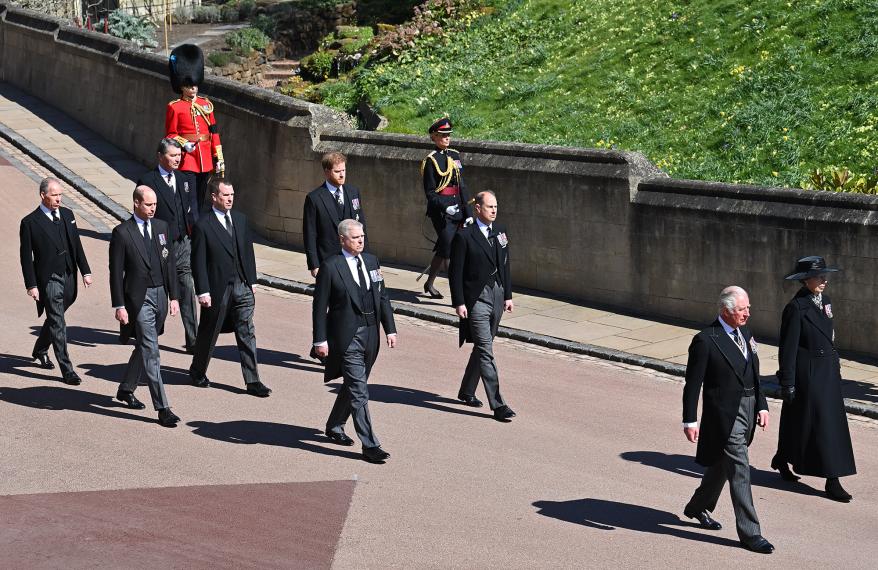 royal family marching in funeral procession