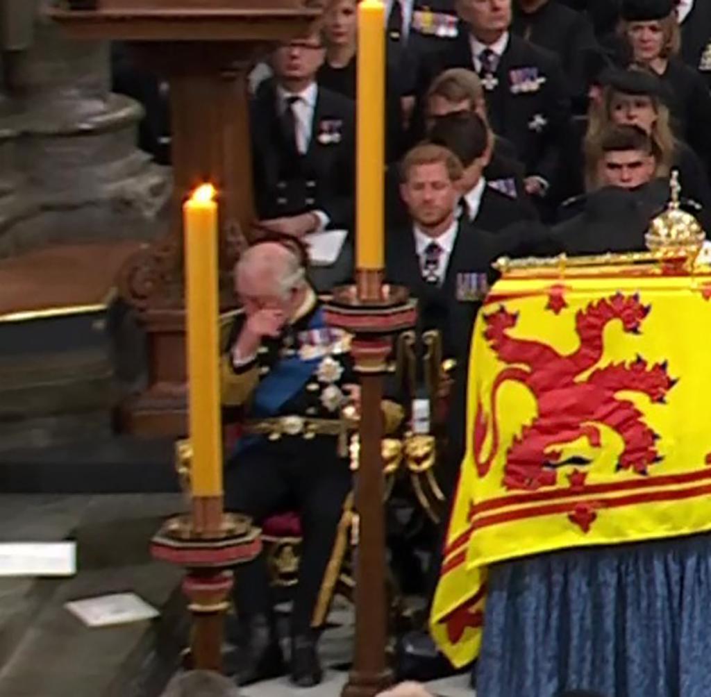 king charles crying at queen's funeral