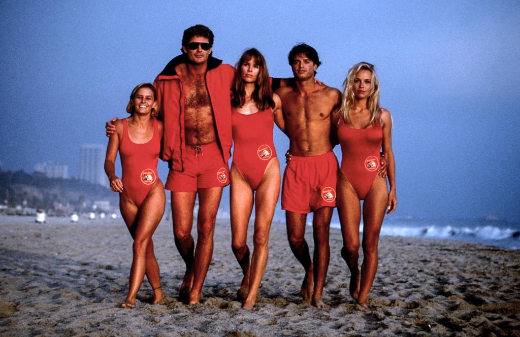 Anderson (far left) became a global star for her role in "Baywatch."