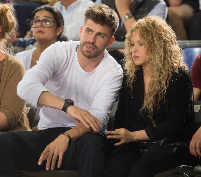 Gerard Piqué and Shakira at a game.