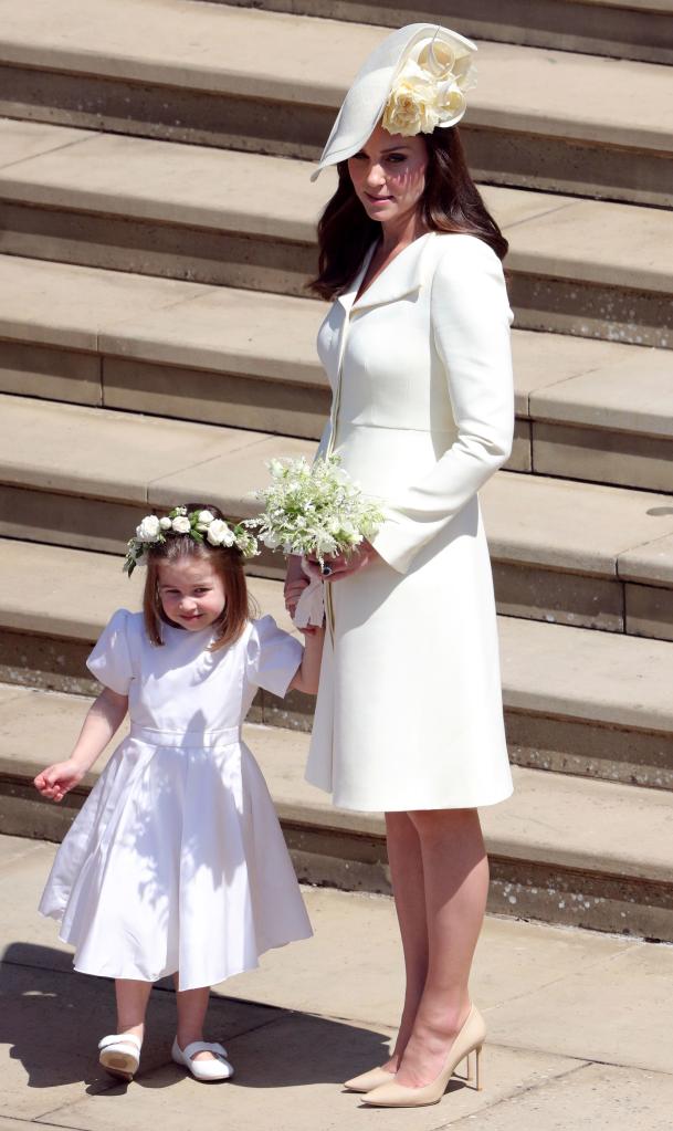 Kate Middleton and Princess Charlotte arriving at Prince Harry and Meghan Markle's wedding.