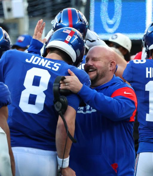 The New York Giants celebrating after beating the Indianapolis Colts.