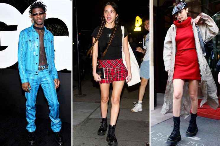 Lil Nas X, Olivia Rodrigo and Bella Hadid all wearing Dr. Martens Jadon boots