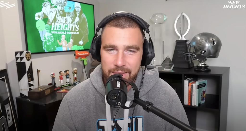 Travis Kelce talking on his podcast.