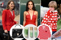 A split of Kate Middleton, Meghan Markle and Princess Diana with insets of holiday gifts