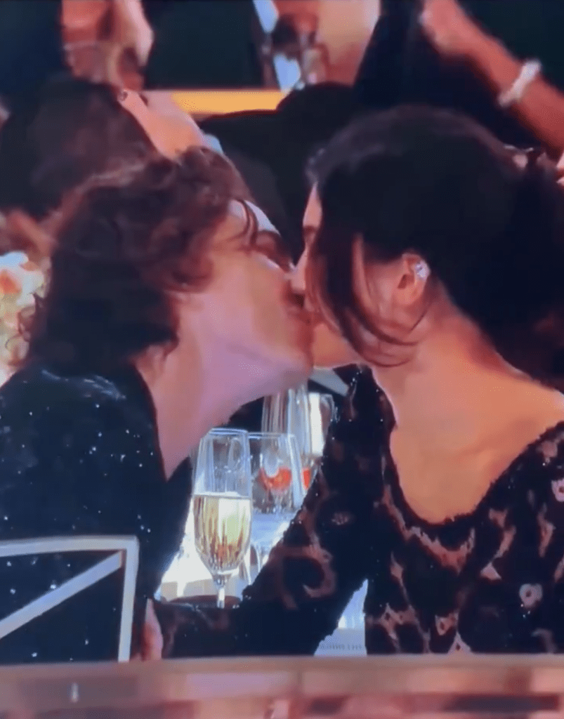 Kylie Jenner and Timothée Chalamet kissing