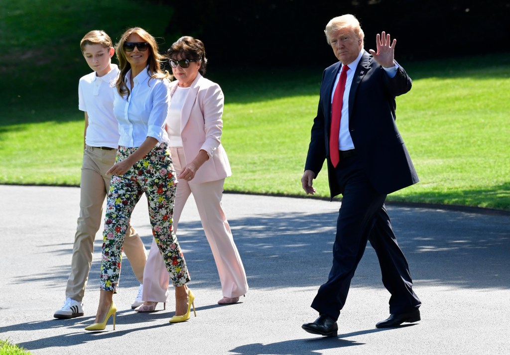 Donald and Melania Trump with Amalija Knavs.