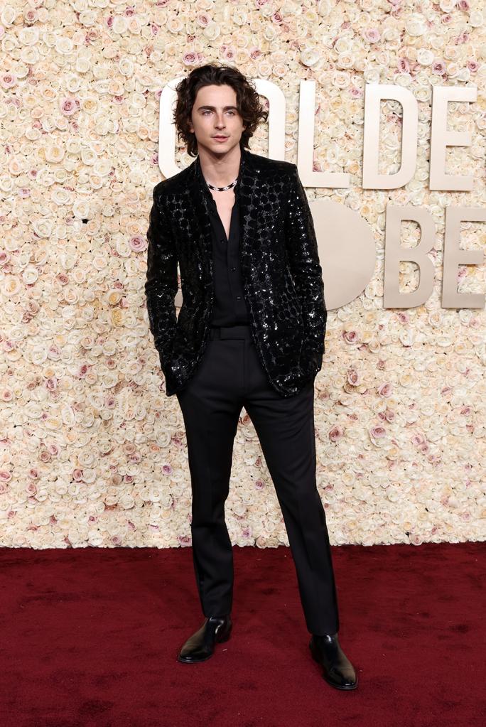 Timothée Chalamet at the Golden Globes 2024