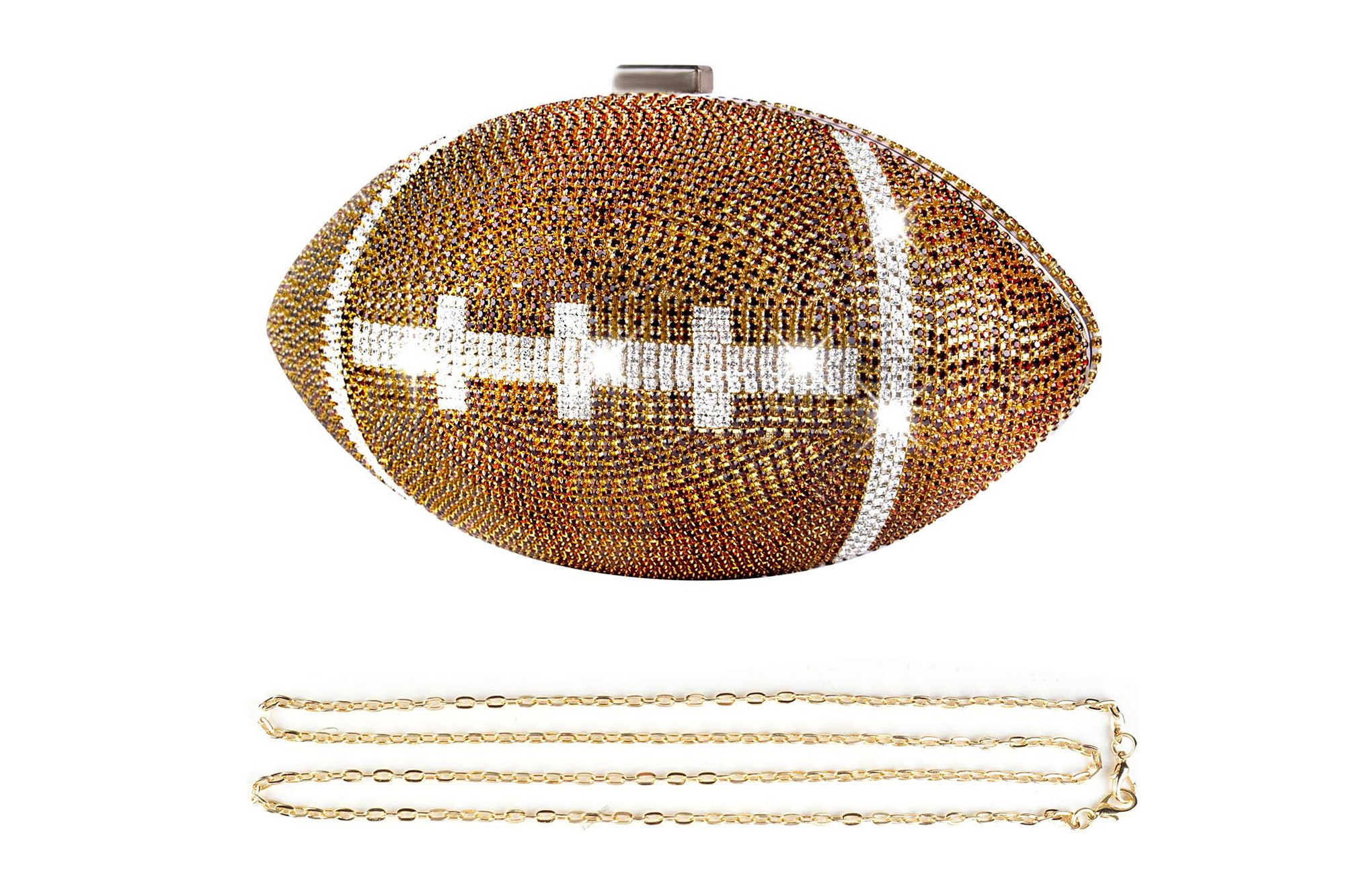 A sparkly football purse