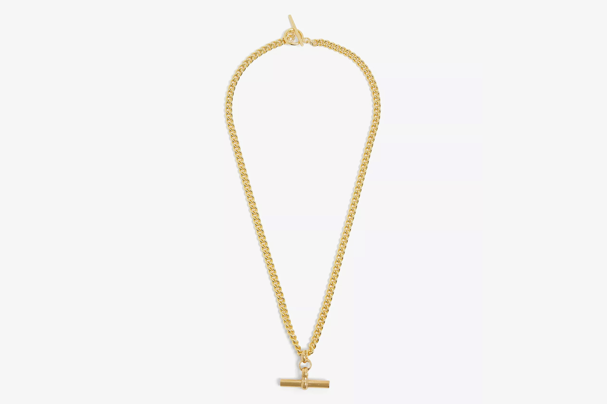 Tilly Sveaas Gold T-Bar Curb Link Necklace