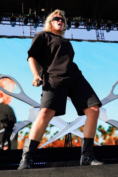 Reneé Rapp performs at the Outdoor Theatre during the 2024 Coachella Valley Music and Arts Festival at Empire Polo Club on April 21, 2024