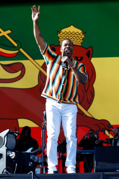 Busta Rhymes performs with YG Marley at the Coachella Stage during the 2024 Coachella Valley Music and Arts Festival at Empire Polo Club on April 21, 2024