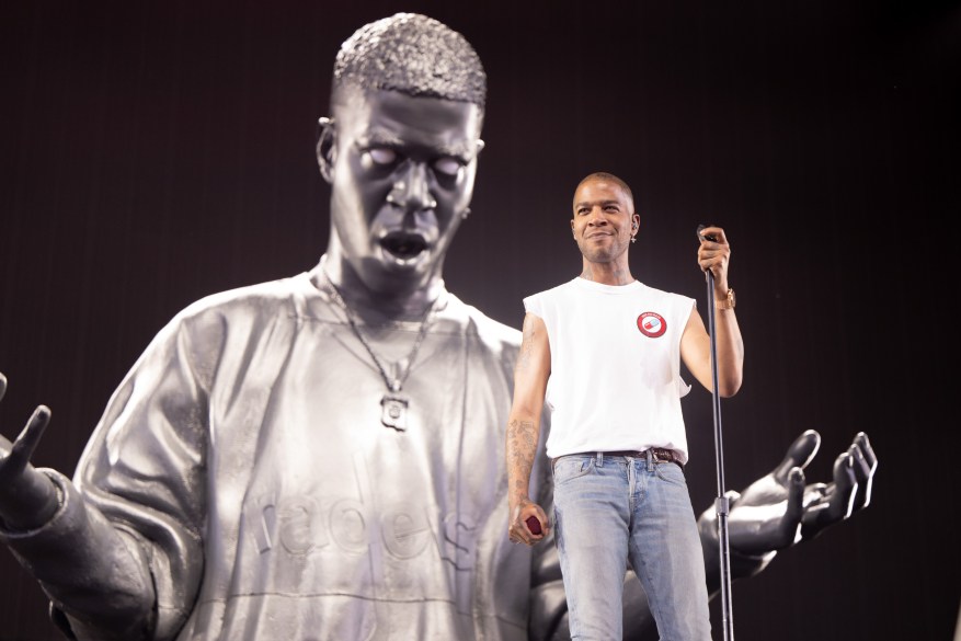 Rapper Kid Cudi performs onstage during Day 3 of the Coachella Valley Music & Arts Festival at Empire Polo Club on April 21, 2024