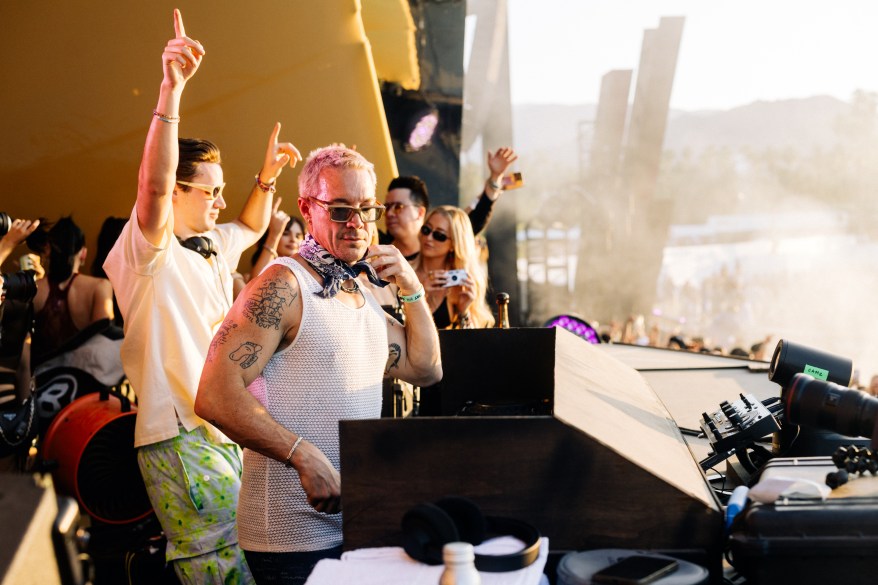 Diplo and Mau P perform at the Quasar stage at the 2024 Coachella Valley Music And Arts Festival at Empire Polo Club on April 21, 2024