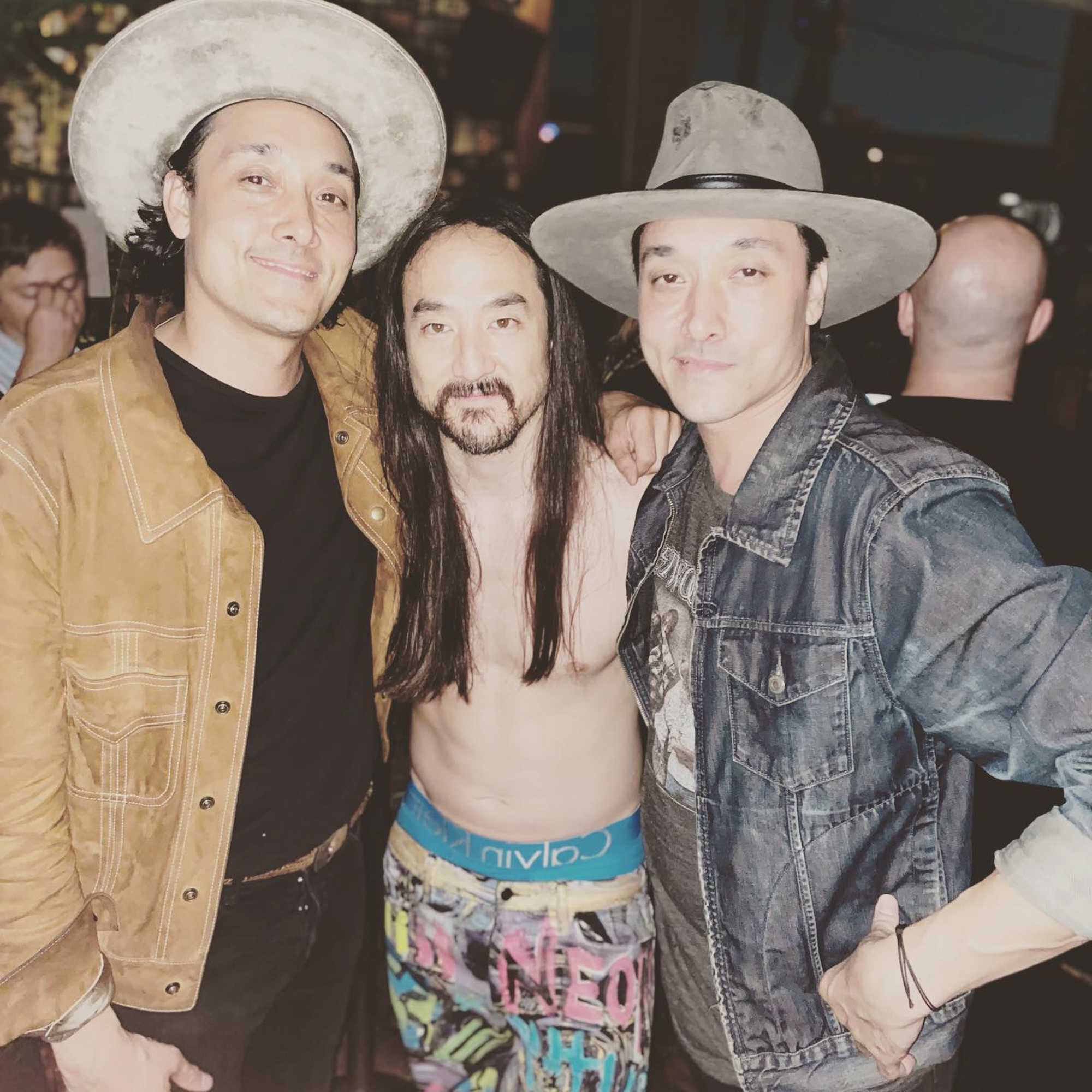 Mark Houston and Jonnie Houston with Steve Aoki.