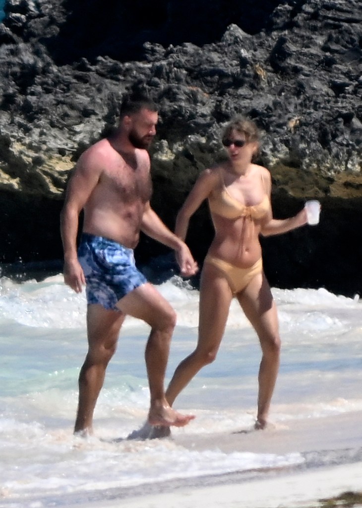 Taylor Swift and Travis Kelce in the Bahamas. 