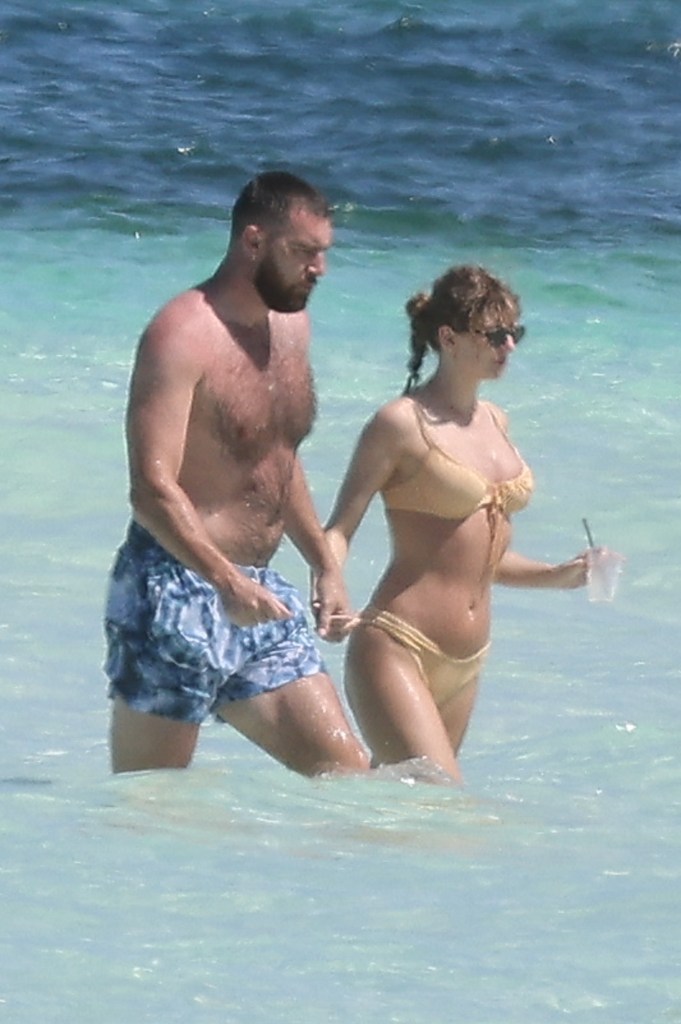 Taylor Swift and Travis Kelce in the Bahamas. 