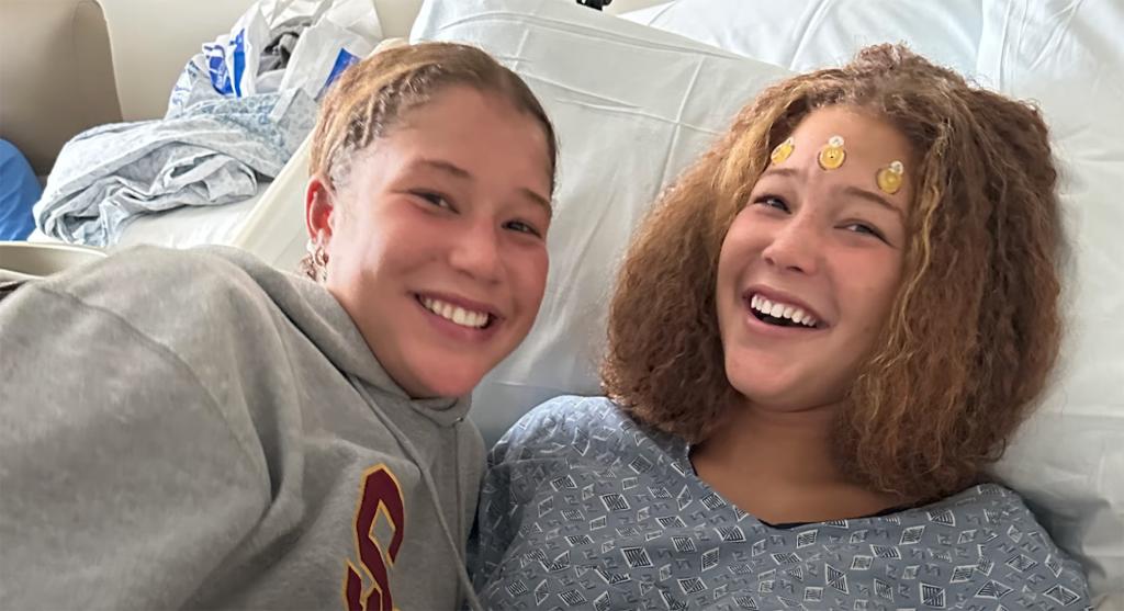 Isabella and Sophia Strahan in the hospital.