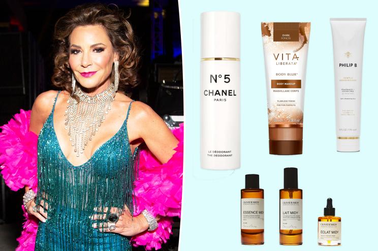 Luann de Lesseps with inset of beauty products