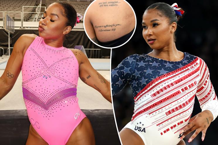 Jordan chiles flaunts her tattoos on her arms and back