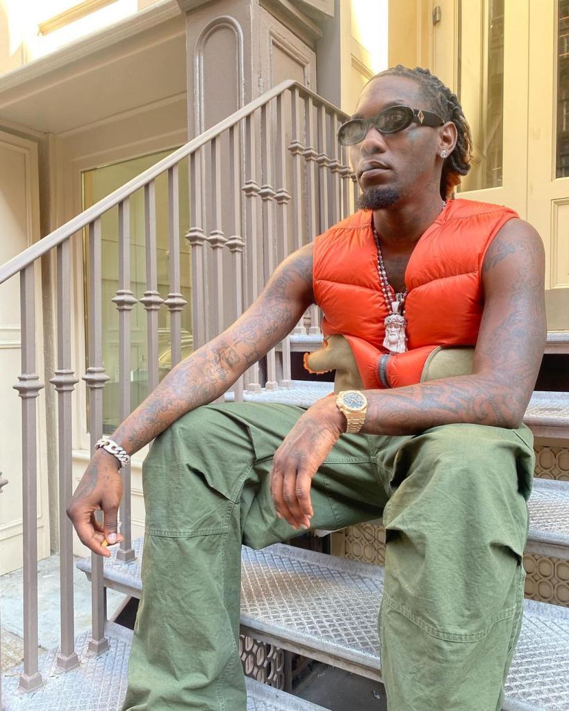 Offset in an orange vest. 