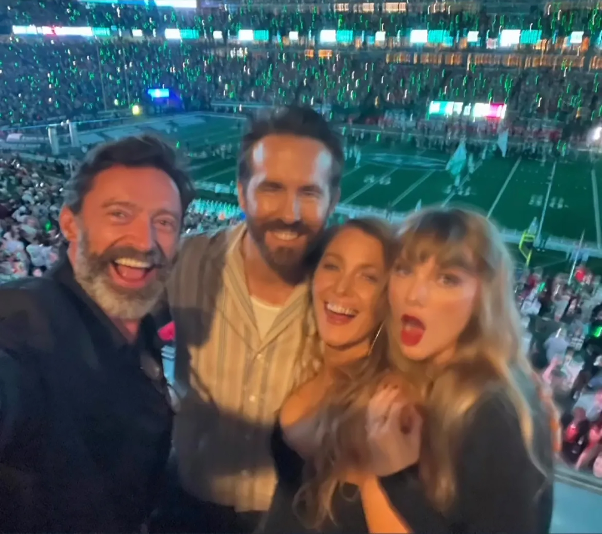 Taylor Swift, Hugh Jackman and Ryan Reynolds with Blake Lively.