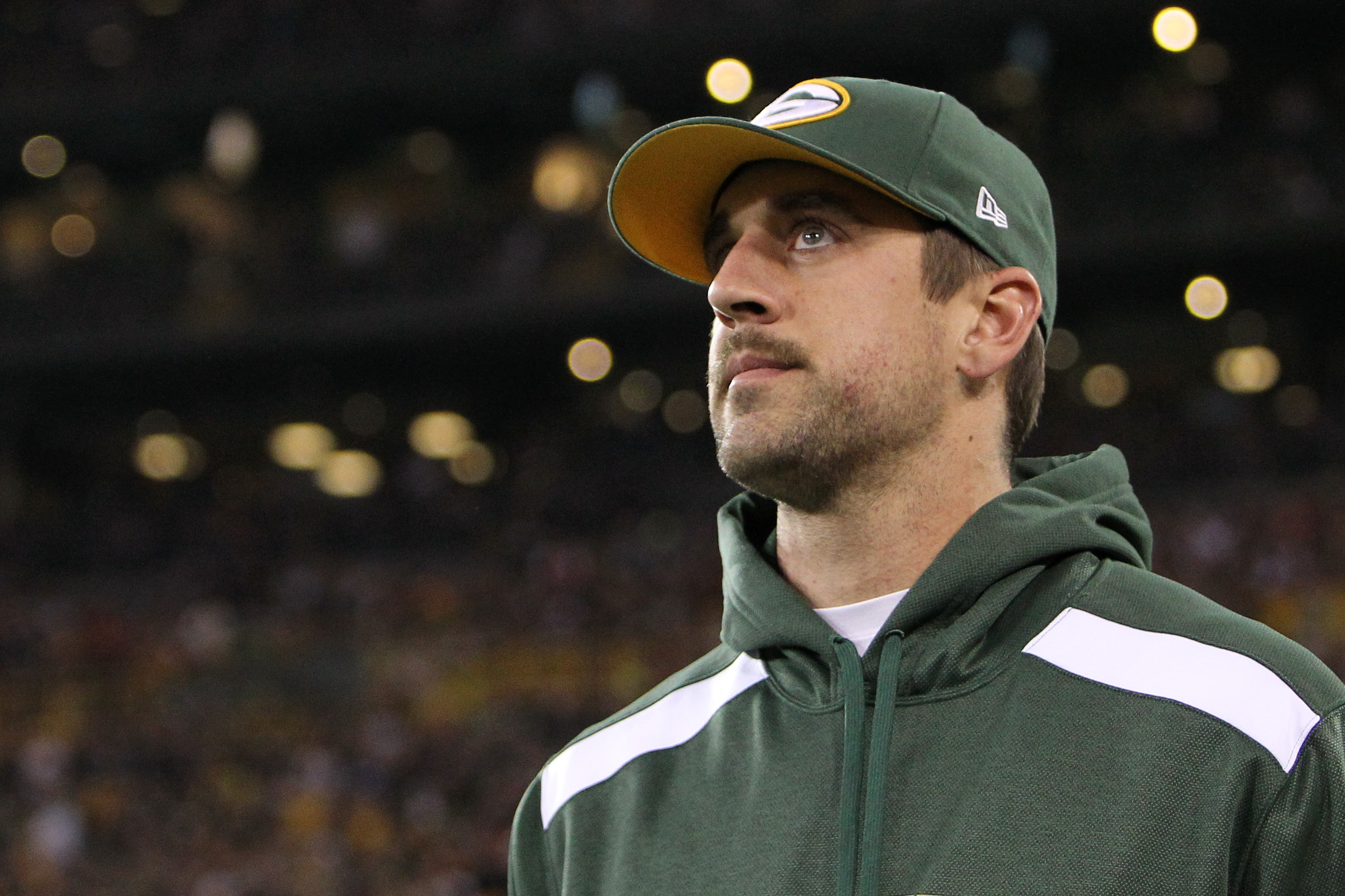 Aaron Rodgers at a Green Bay Packers game in 2013