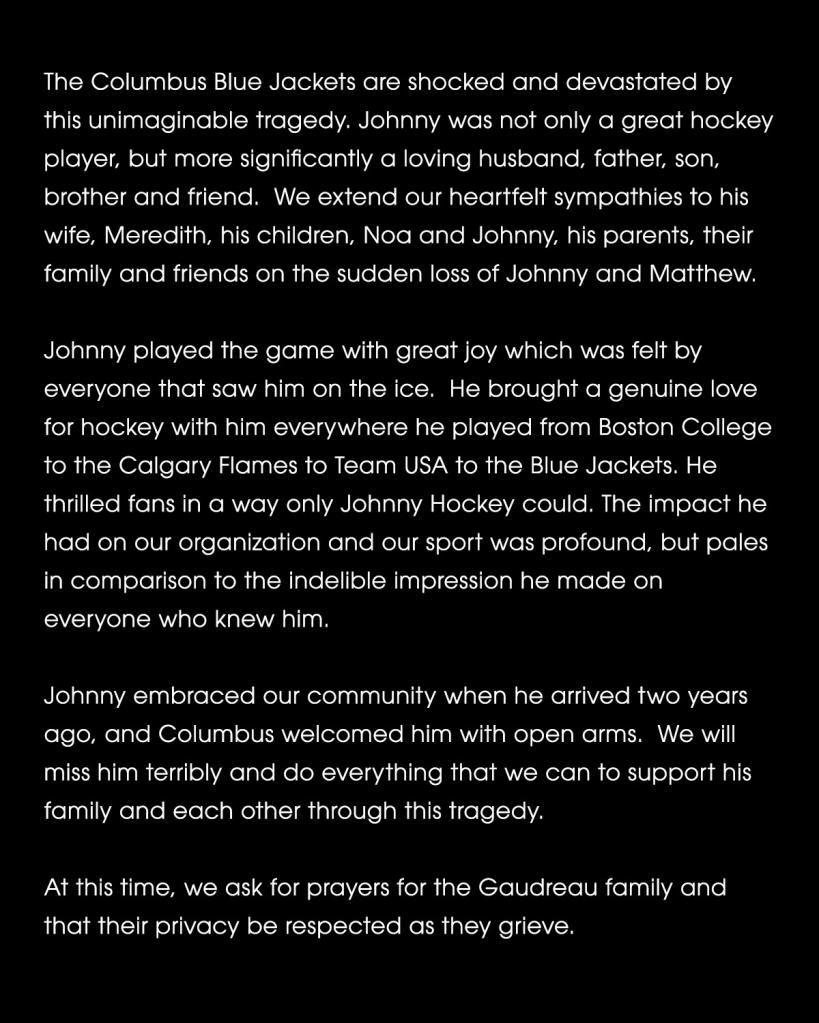 Blue Jackets statement