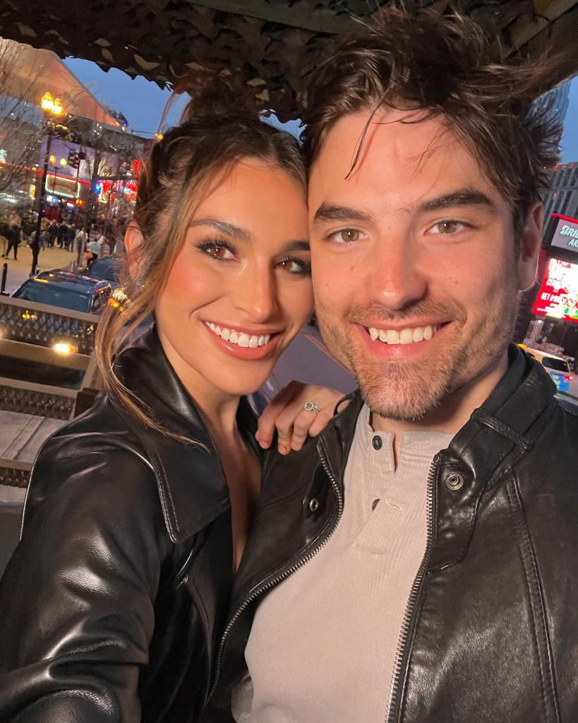 Ashley Iaconetti and Jared Haibon pose together.