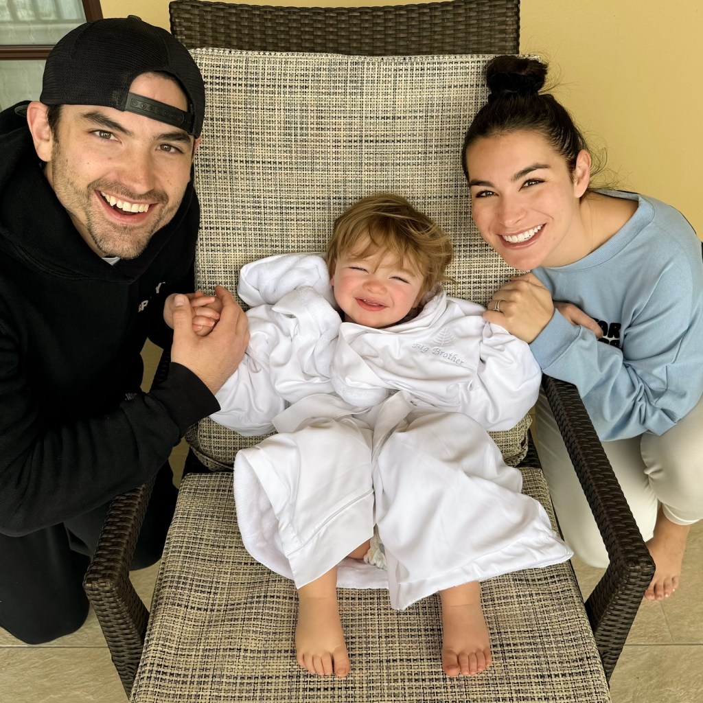 Ashley Iaconetti and Jared Haibon with their son Dawson.